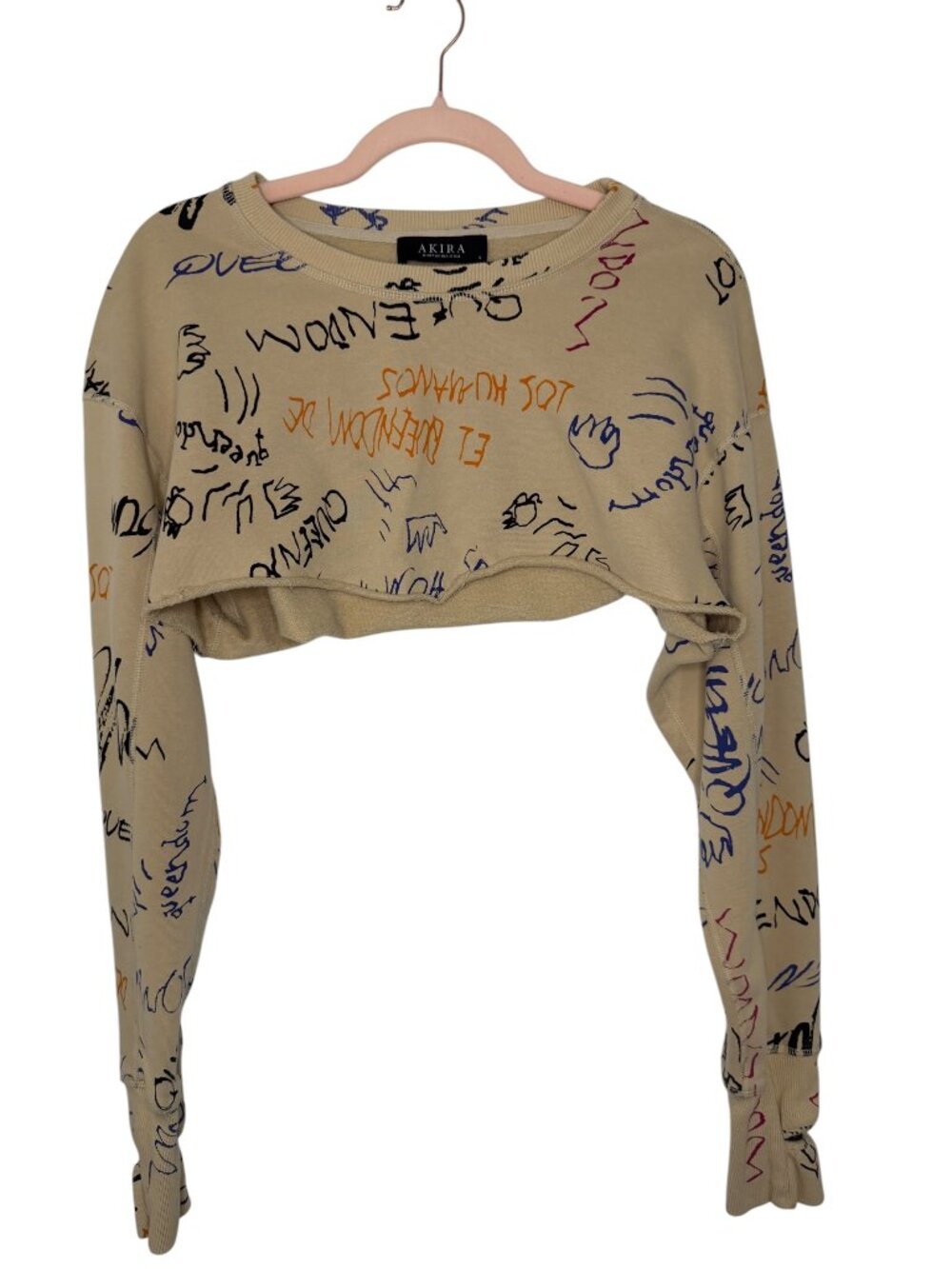 AKIRA Graffiti Print Ultra-Cropped Shrug Sweatshirt – S- MSRP $60